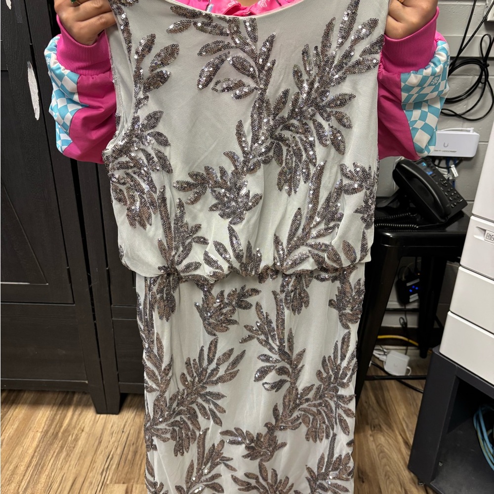 JS Collections Silver Sequin Dress
